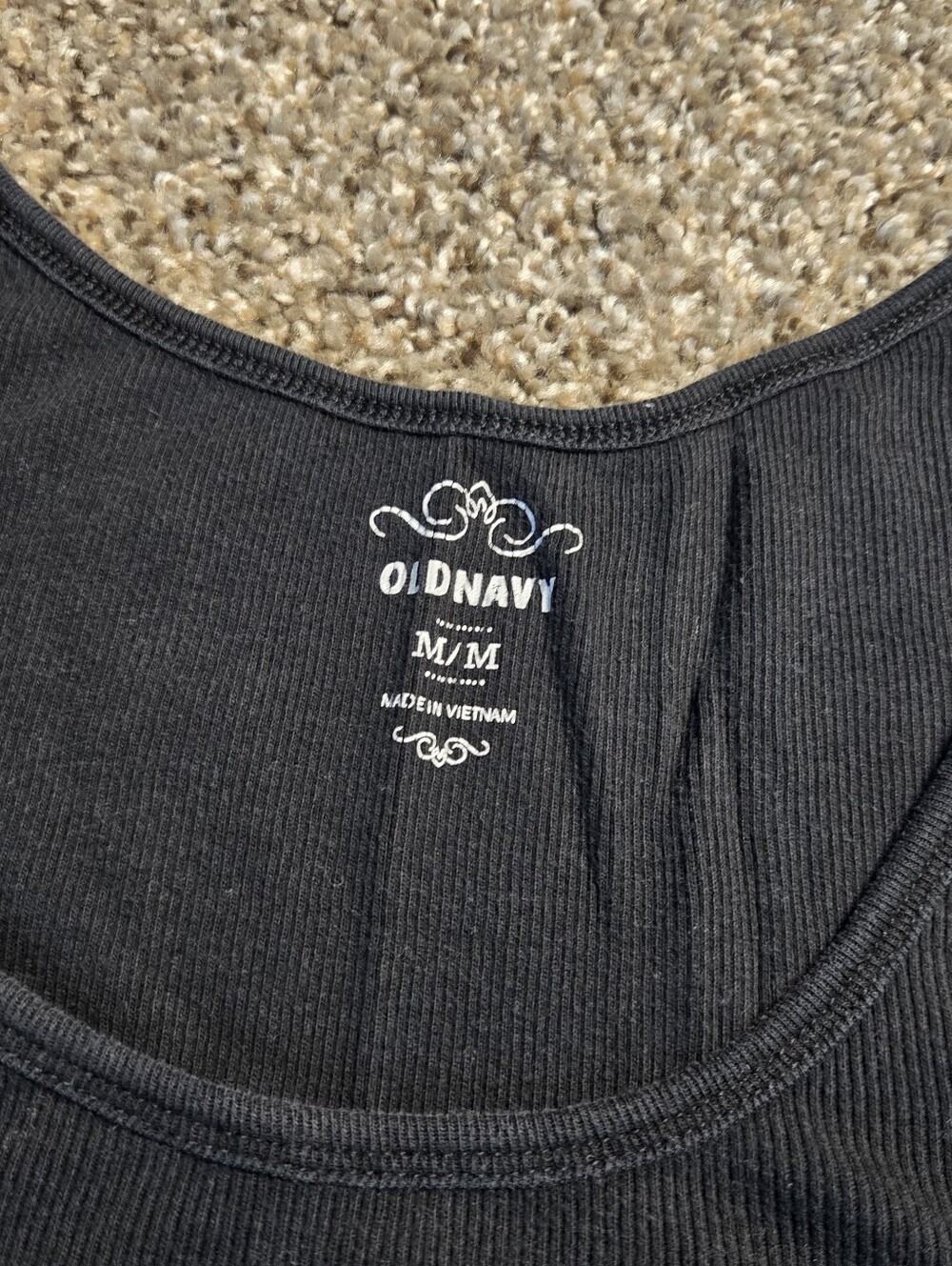 Y2K Vintage Classic Old Navy 100% Cotton Black Ribbed Tank Top Medium - Picture 3 of 9